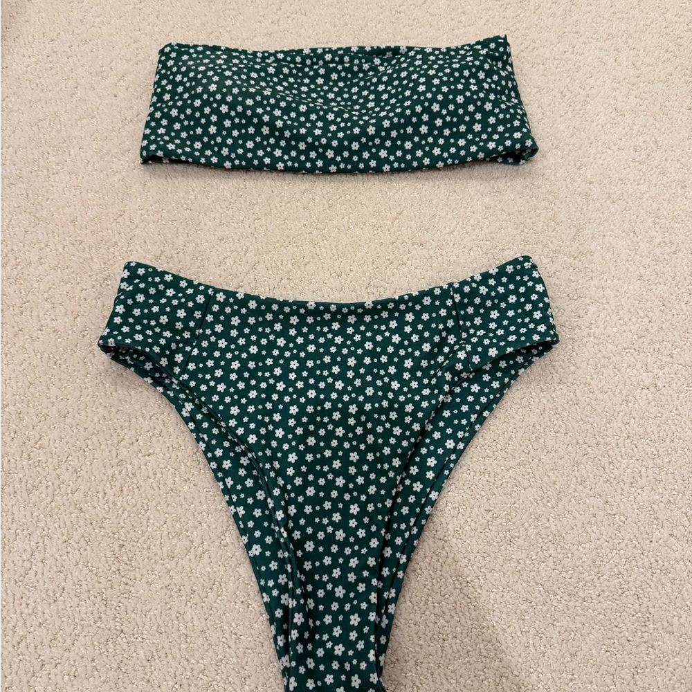 Green Floral Bikini Set